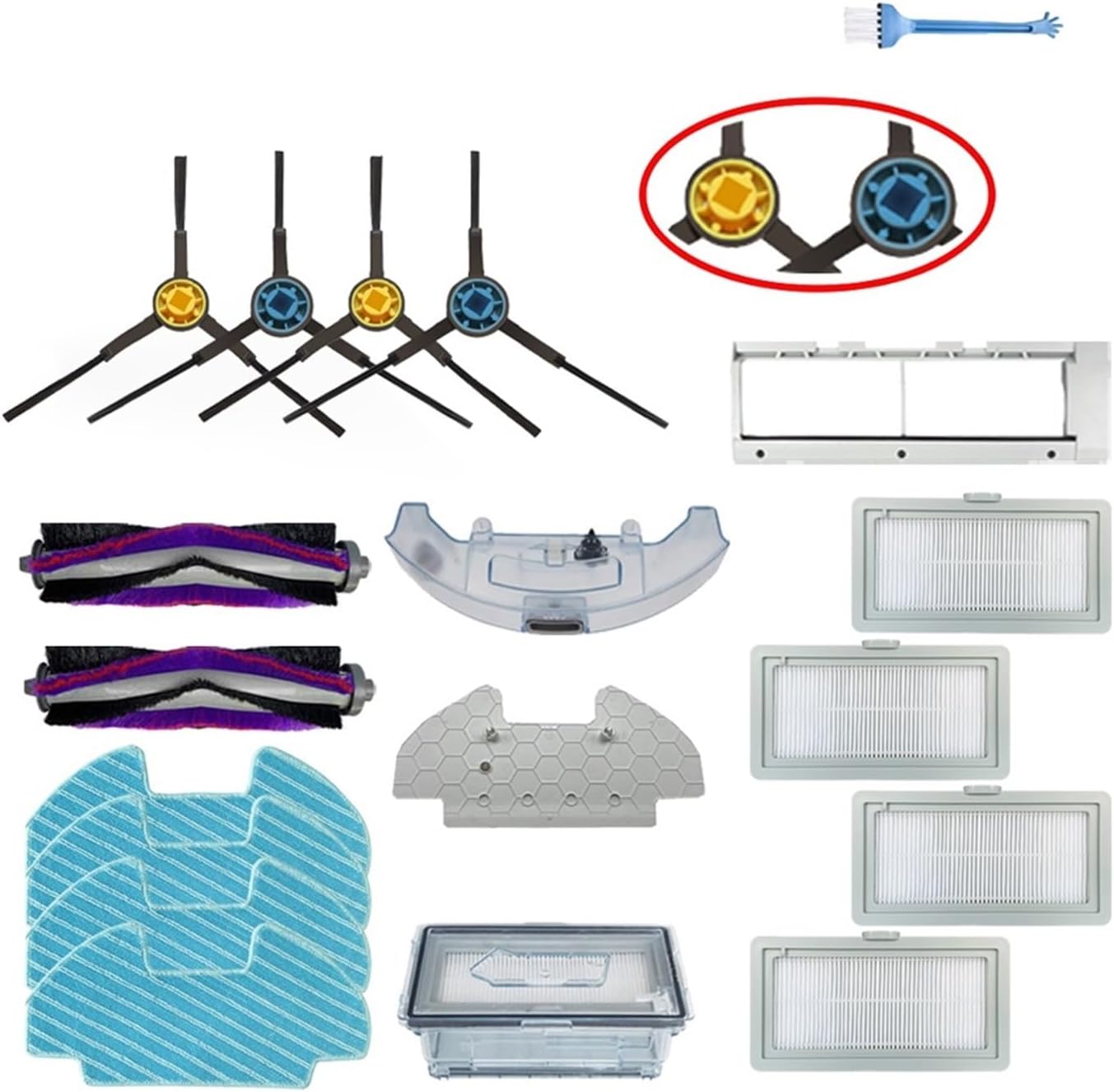 VEODONT Roller Brush Mop Compatible with I5C I5 VCR07 VCR08 Robot Vacuum Cleaner Accessories Compatible with I5C Spare Parts Dust Box Water Tank(1)