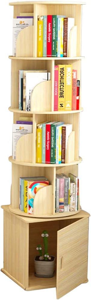 Bookcases Living Room Wooden Bookshelf with cabinets Office Magazine Storage Rack Children's Room can be rotated 360°