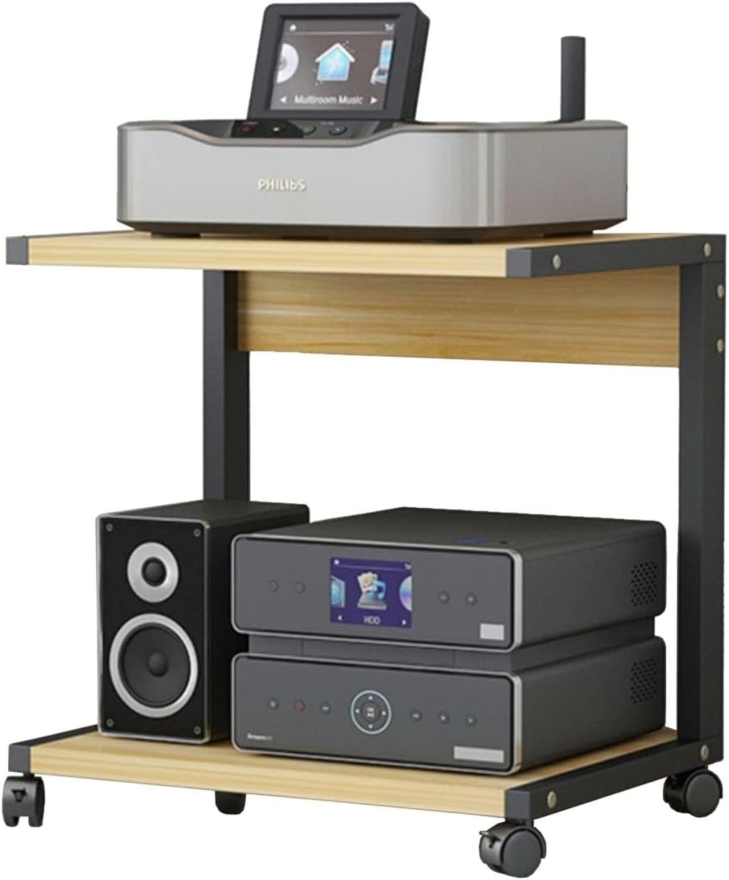 YLQFGUVWK 2 Tier AV Media Stand Corner Wooden Corner Component Cabinet Stereo Audio Rack