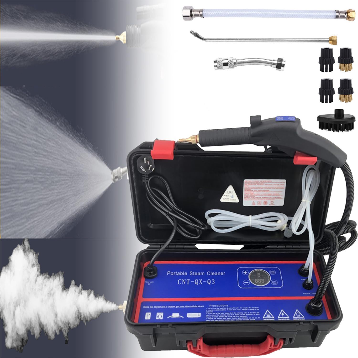 High Pressure Steam Cleaner, 1700W/3500W High Temp Portable Steamer Machine for Cleaning, Tankless and Heavy Duty for Commercial Home Use Grout Tile Kitchen Bathroom Car Detailing,220V-3500W