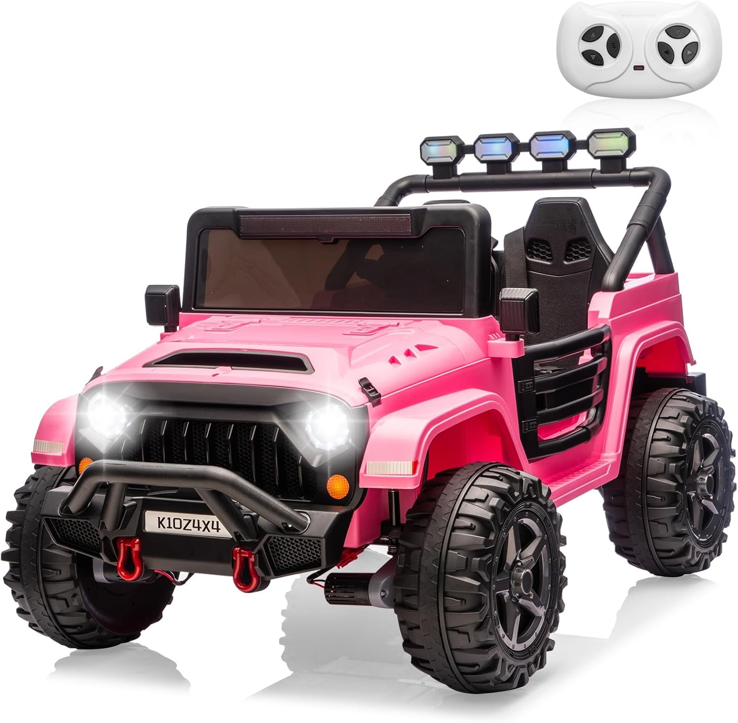 24V Ride on Toys for Big Kids, 2 Seater Electric Car with Remote Control, Ride on Truck w/ 4-Wheeler Suspension, 3 Speeds, Led Lights, Bluetooth Music Player, Pink