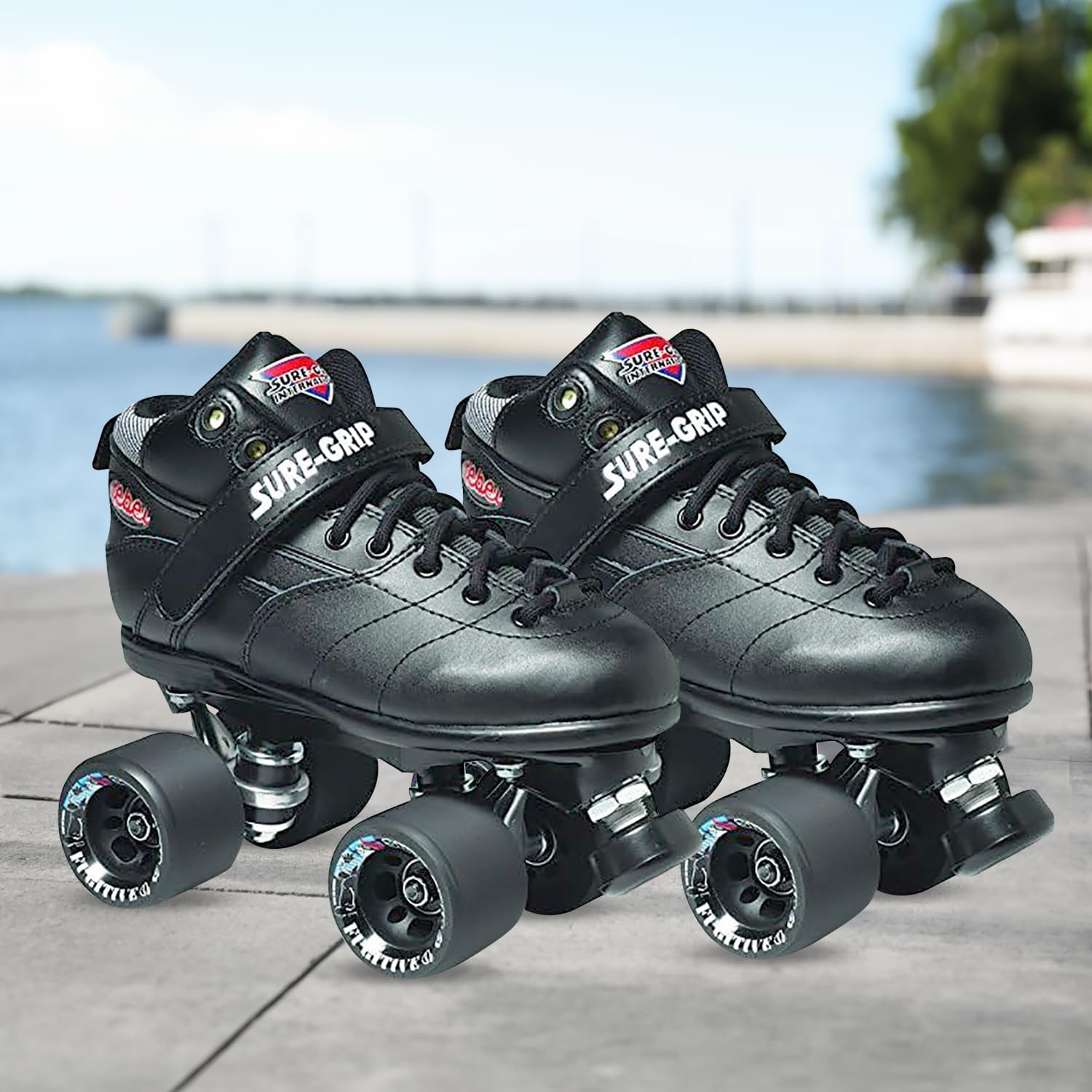 Sure-Grip Rebel Derby Roller Skates for Men & Women - 62mm Fugitive Polyurethane Wheels - Super X Plate Extended Support for Larger Sizes - Suitable for Indoor & Outdoor Skating - Beginner Friendly