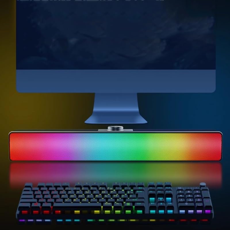 JSEIAJB Computer Audio Desktop Heavy Subwoofer Laptop Home Wired Small Speaker Light E-Sports Games