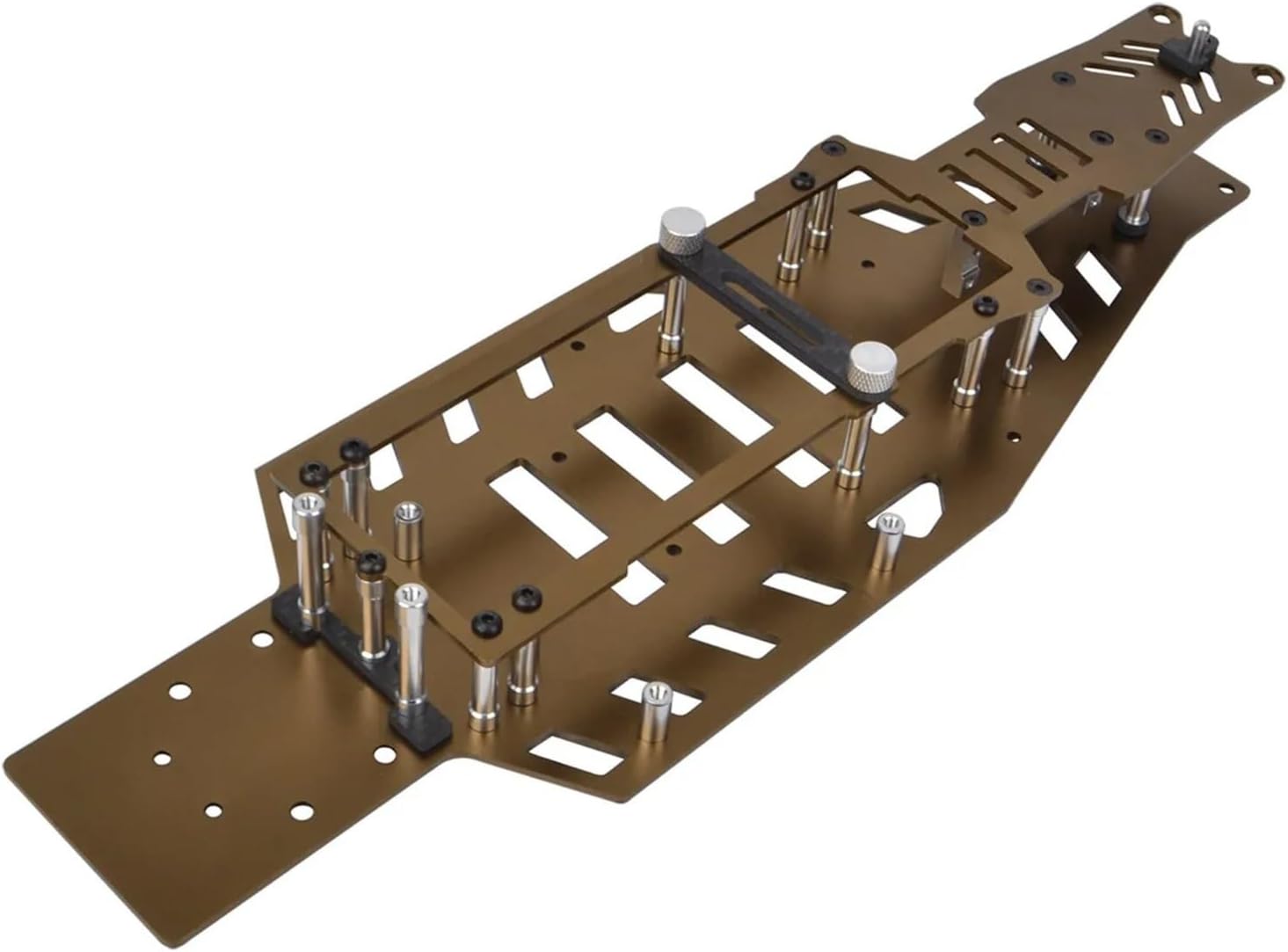 Rc Frame Chassis Parts For Traxxas 2WD For Rustler For VXL For Bandit Aluminum Alloy Lower Upper Chassis Frame Kit Rc Car Accessories Upgrade Parts Repair(Brown)