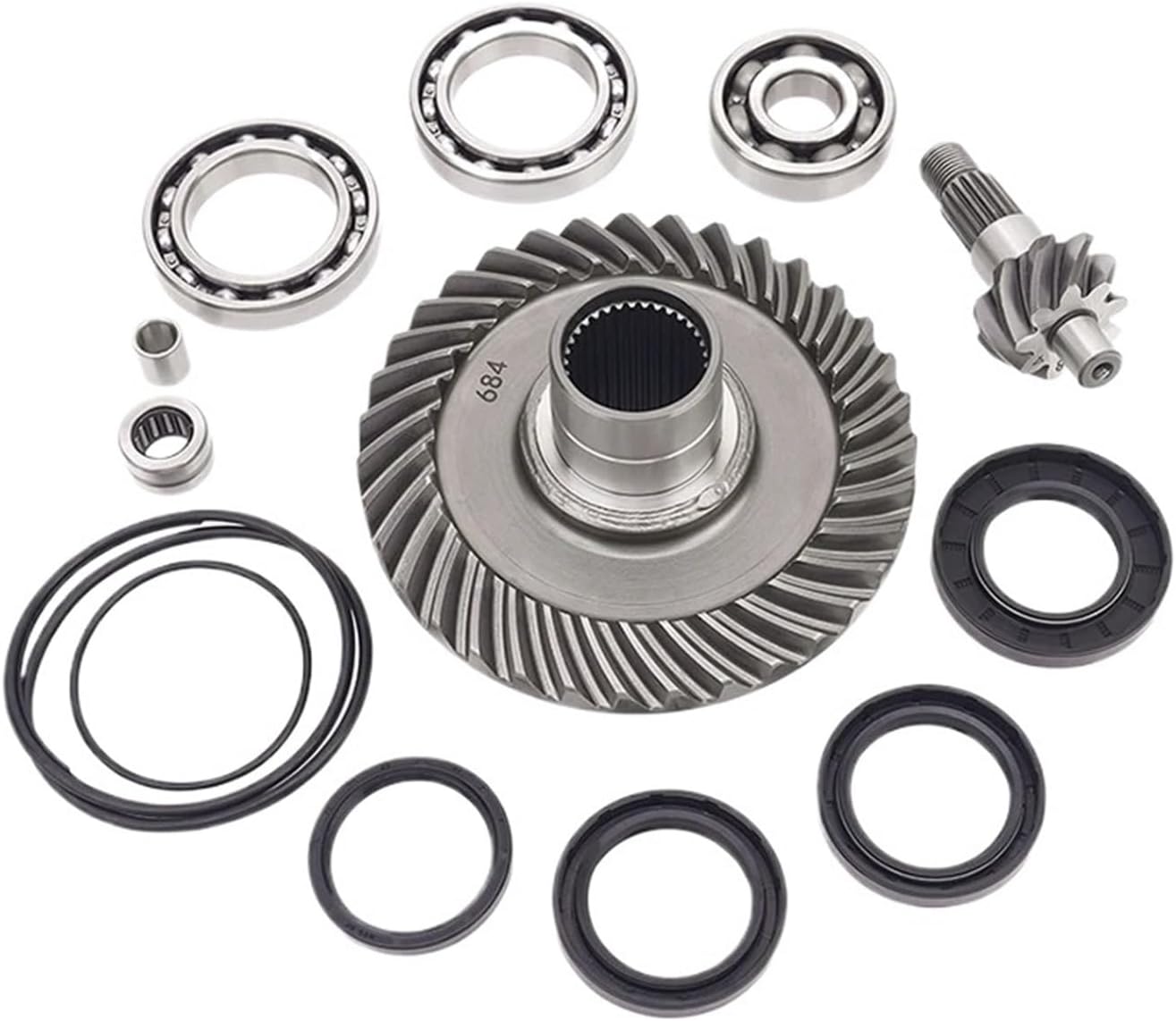 Rear Differential Ring & Pinion Gear & Bearing Kit Compatible For Honda TRX300FW 4x4 Fourtrax 300 1988-2000 TRX300 TRX 300 FW Accessories(1 set Black)