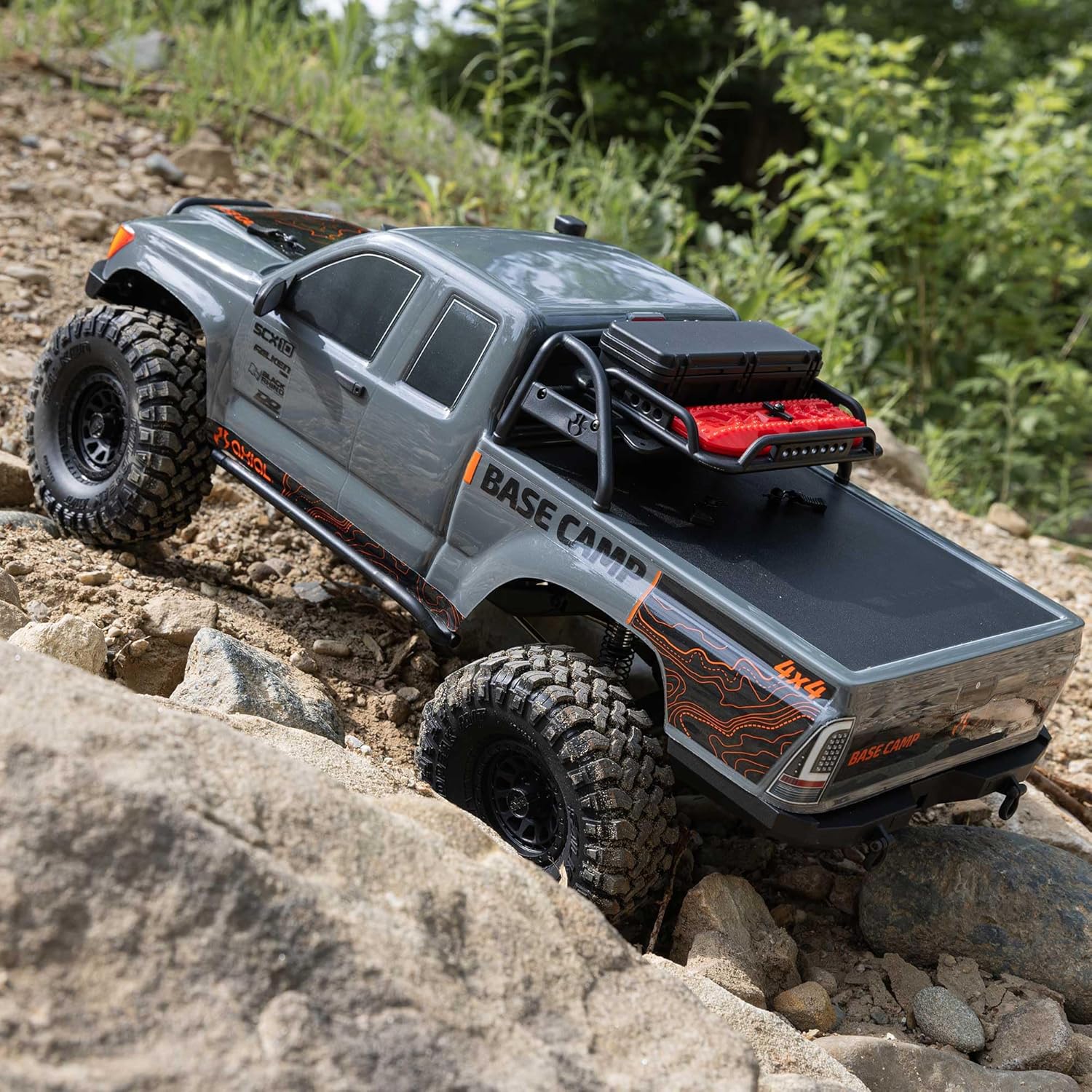 Axial RC Truck 1/10 SCX10 III Base Camp 4X4 Rock Crawler Brushed RTR (Battery and Charger Not Included), Gray, AXI-1375T2