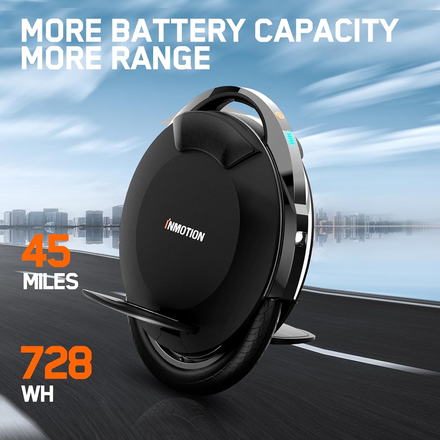 INMOTION V8S Electric Unicycle One Wheel Self Balancing Scooters for Adults,16 Inch Smart Electric Monowheel with 22 MPH, 30° Climbing Capacity & 47 Miles Mileages