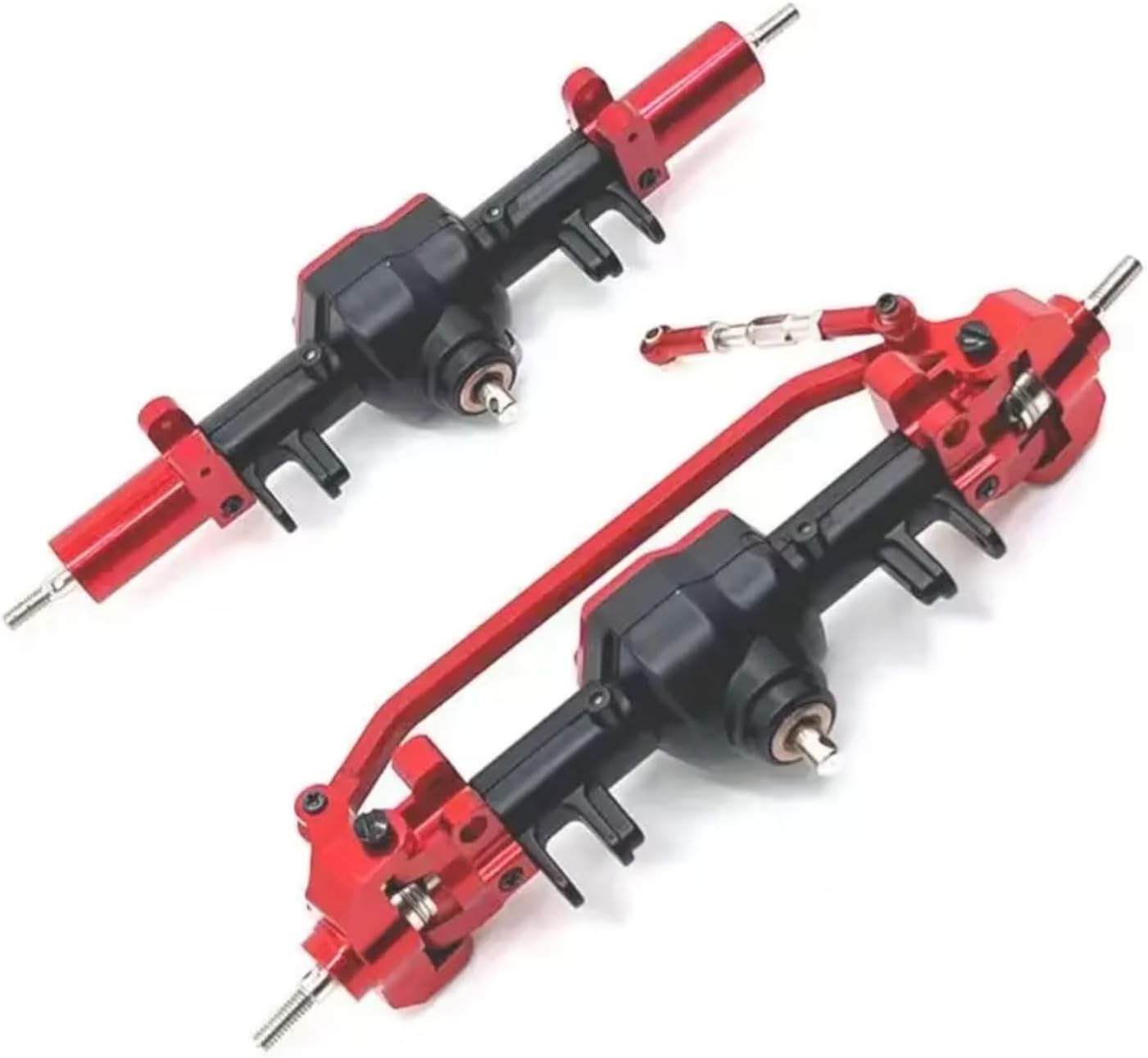RC Axle For MN128 MN86 G500 For Mangniu 1/12 Metal Upgraded Front And Rear Axles Differential Assembly Rc Car Spare Parts(Black and Red,Set)