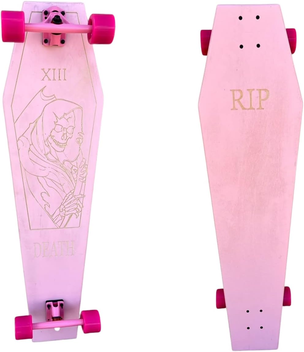 Coffin Pink Death Tarot Skateboard | Longboard | 42x12 | Coffin Croozer