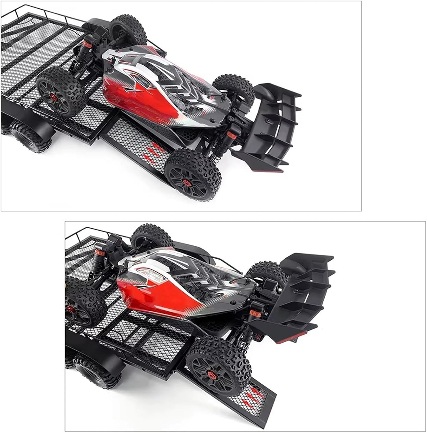 RC Cars Crawler Parts Compatible with Trailer 1/10 1/5 1/8 RC Car Crawler DIY Upgrade Parts Accessories 1Set Metal Large Trailer with Tire