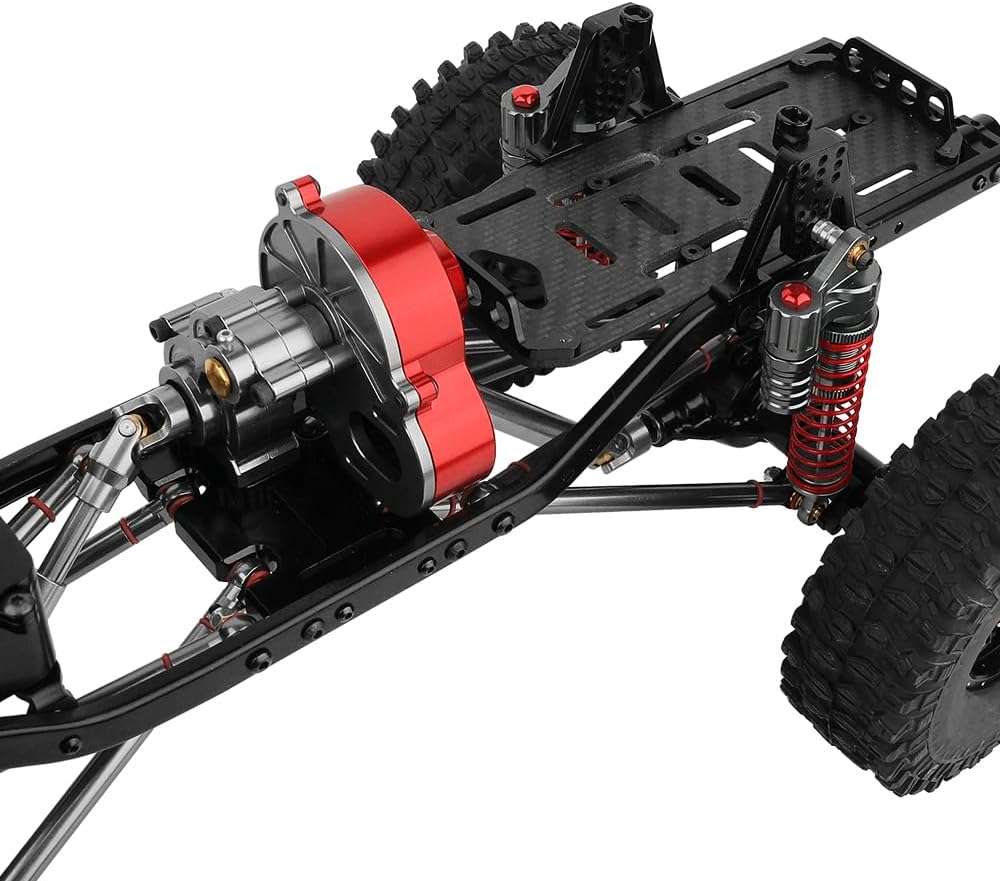 Metal Upgraded 6x6 RC Car Chassis Frame with 2 Front Steering Axles and Middle Axle Transmission 2 Battery Trays DIY for Axial SCX10 1/10 RC Crawler Car Parts (with Wheels)