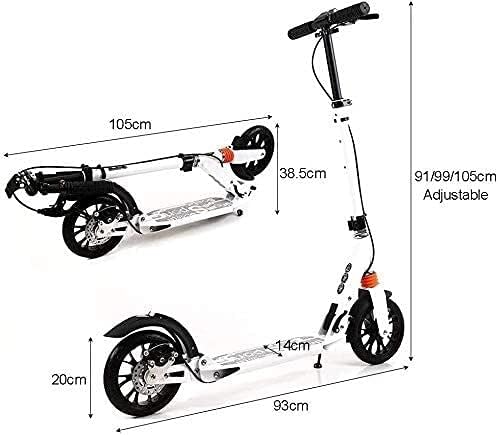Scooters for Children Adult Scooters Large Wheels Kick Adult with Disc Handbrakes Double Suspension Folding Switch Height Adjustable - Supports 220lbs (Colour: Black)