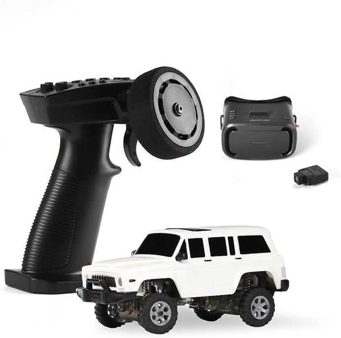 1:64 Scale SNICLO RC Climbing Car, 2.4G Full Proportional Steering, Metal Universal Shaft, Shock-Resistant Off-Road Vehicle with Type-C Rechargeable Battery(White/RTR Cam Version)