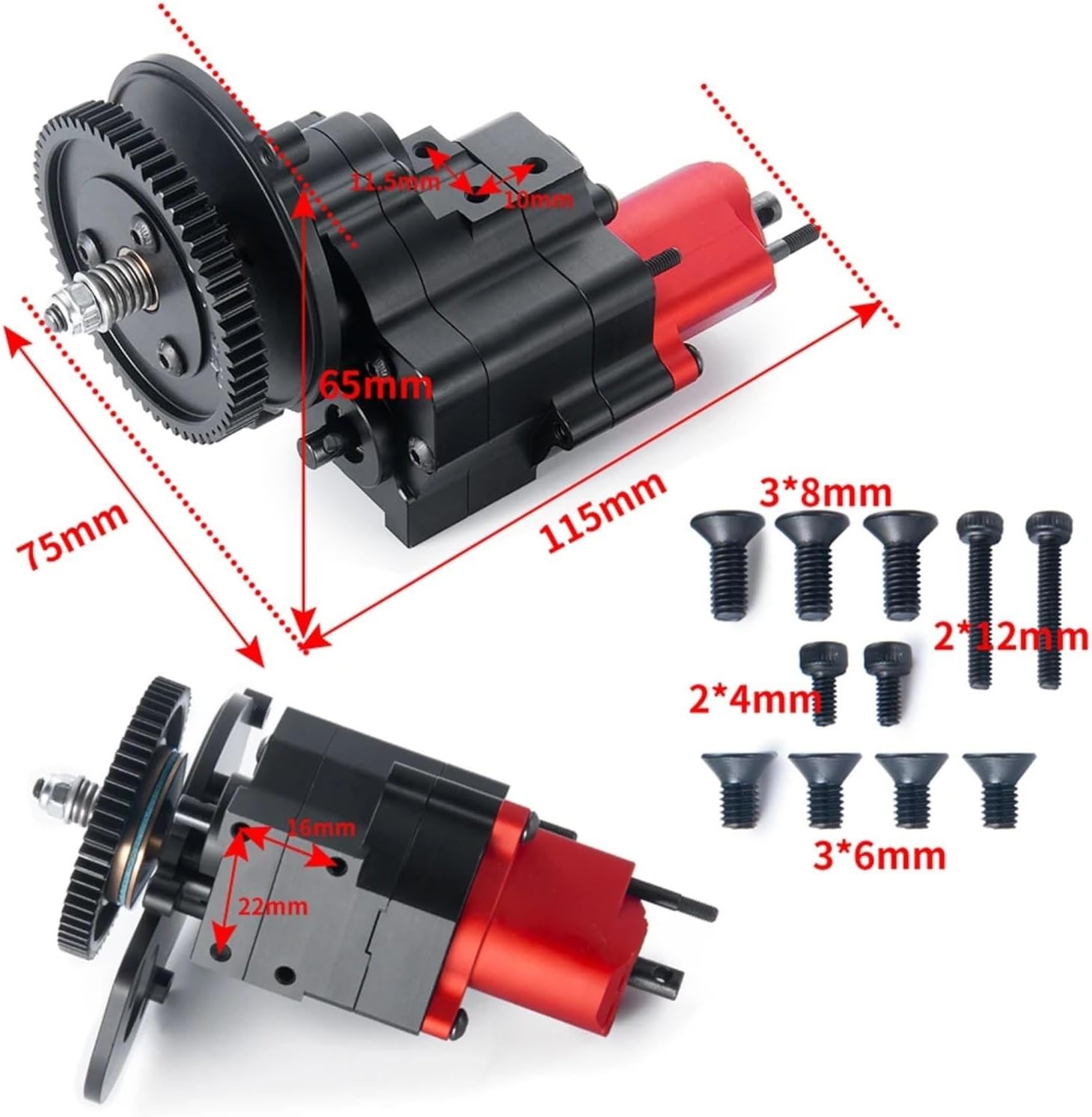 RC Car Models Parts For Axial For SCX10 1/10 Metal 2 Speed Transmission Transfer Case Cutoff Gearbox With Motor Gear RC Car Truck Upgrade Parts Accessories