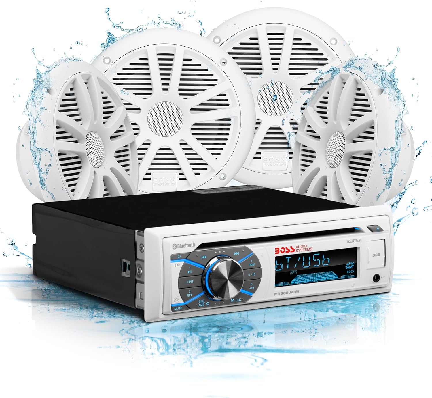 BOSS Audio Systems MCK508WB.64S Marine Boat Bluetooth Stereo & 6.5 Inch Speakers CD DVD Player