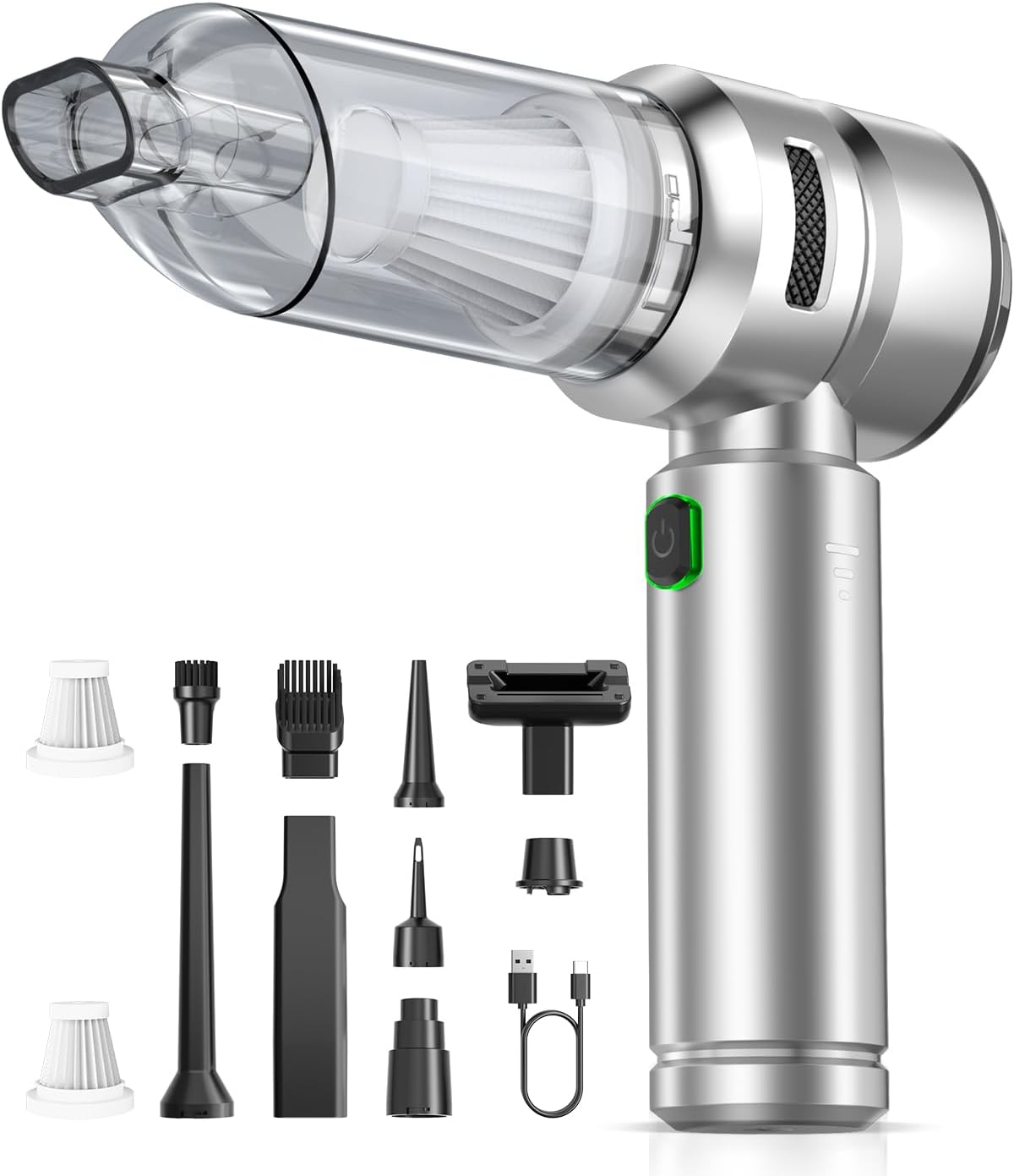 VNOST Car Vacuum Portable Mini Handheld Vacuum Cleaner for Home,Car,Dining Table(Frost Silver)