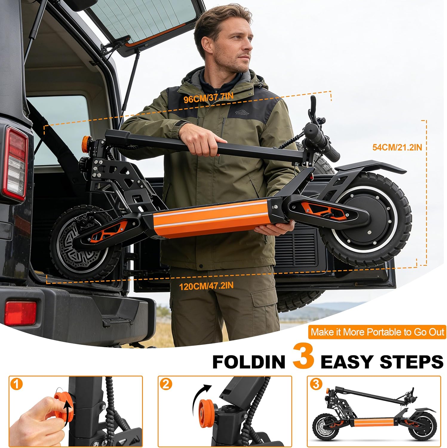 Electric Scooter, 2000W Peak Power Adults Electric Scooter, Up to 34MPH Folding E Scooter, 48V 20.8Ah, 3 Speed Modes, Dual Disc Brakes & Dual Suspension Fast E-Scooter, 10'' Tires Off-Road