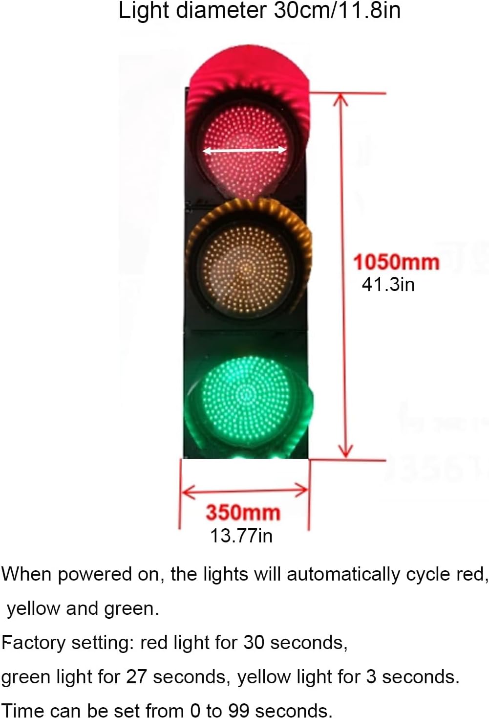 Traffic Light, Traffic Stop Light, Red/Green Stop and Go Light, Traffic Indicator Light, Traffic Signal Light, Waterproof IP65, for Road, Toll Station, Residential Gate(Natural)