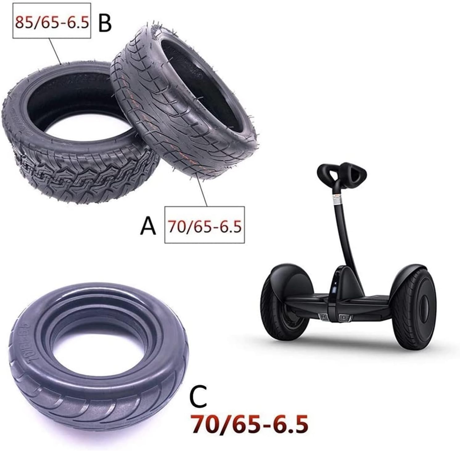 Mobility Scooter Tyres Explosion-Proof Solid Tires,Anti-Skid Wear-Resistant Vacuum Tires,Suitable Compatible with Balance Car Tire Scooter Tires (Size: B)