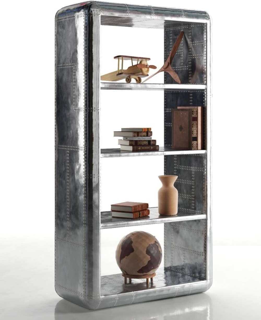 NauticalMart Aluminum Aviator Industrial Metal Bookcase - Silver Home Office Furniture