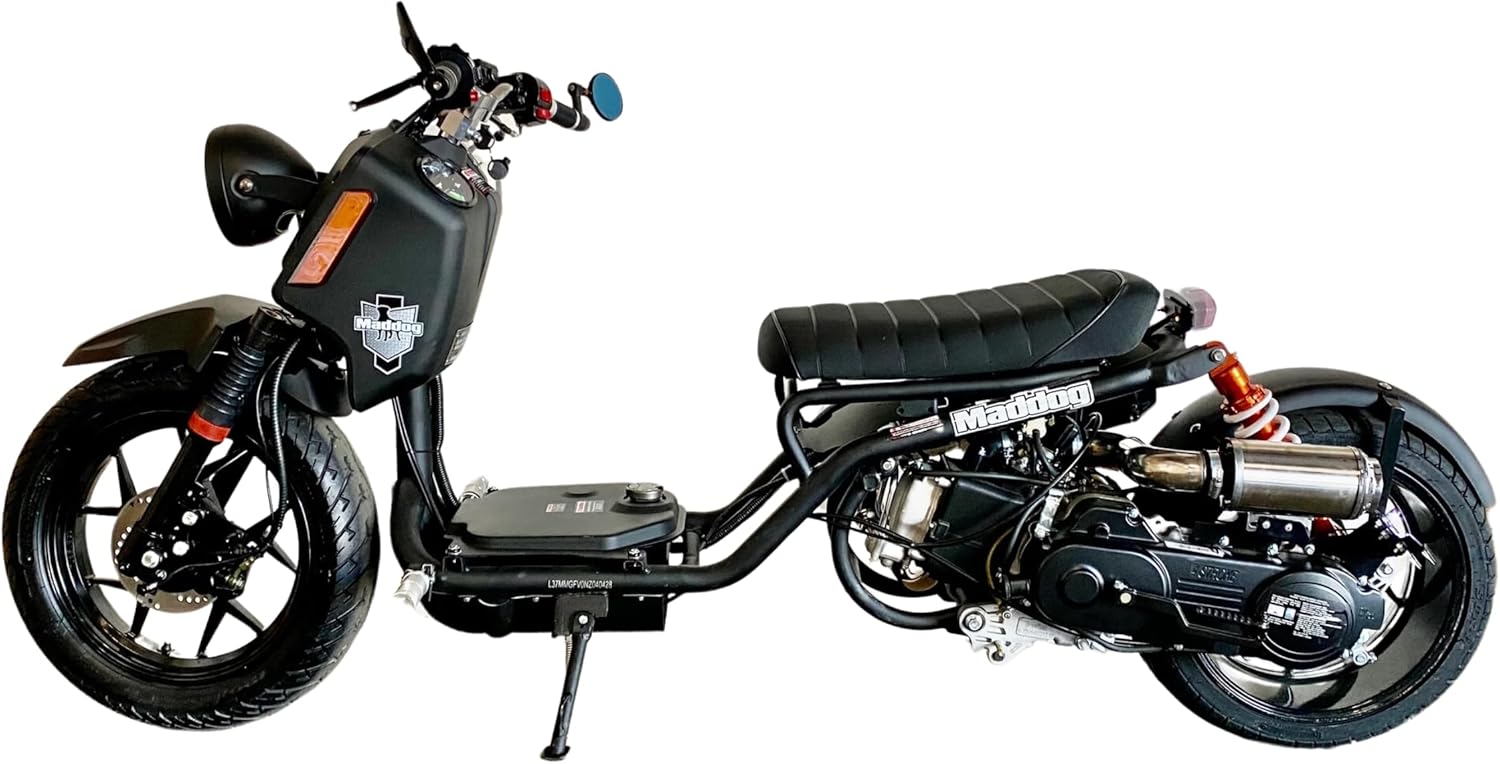 50cc Stretched Scooter Generation 5 Fully Automatic Transmission, PMZ50-22 Stretched Ruckus-Style Moped, Street Legal Gas-Powered Motorcycle for Adults, Halo LED, GY6 Digital Speedometer