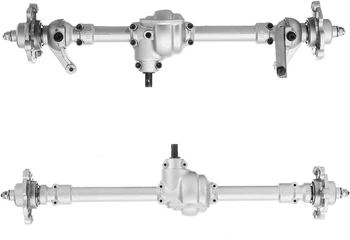 RC Car Upgrade Parts Compatible with HG P407 1/10 Rc Car Spare Parts Metal Front Rear Bridge Axle Assembly ASS-02 Upgrade Accessories(Front and Rear)