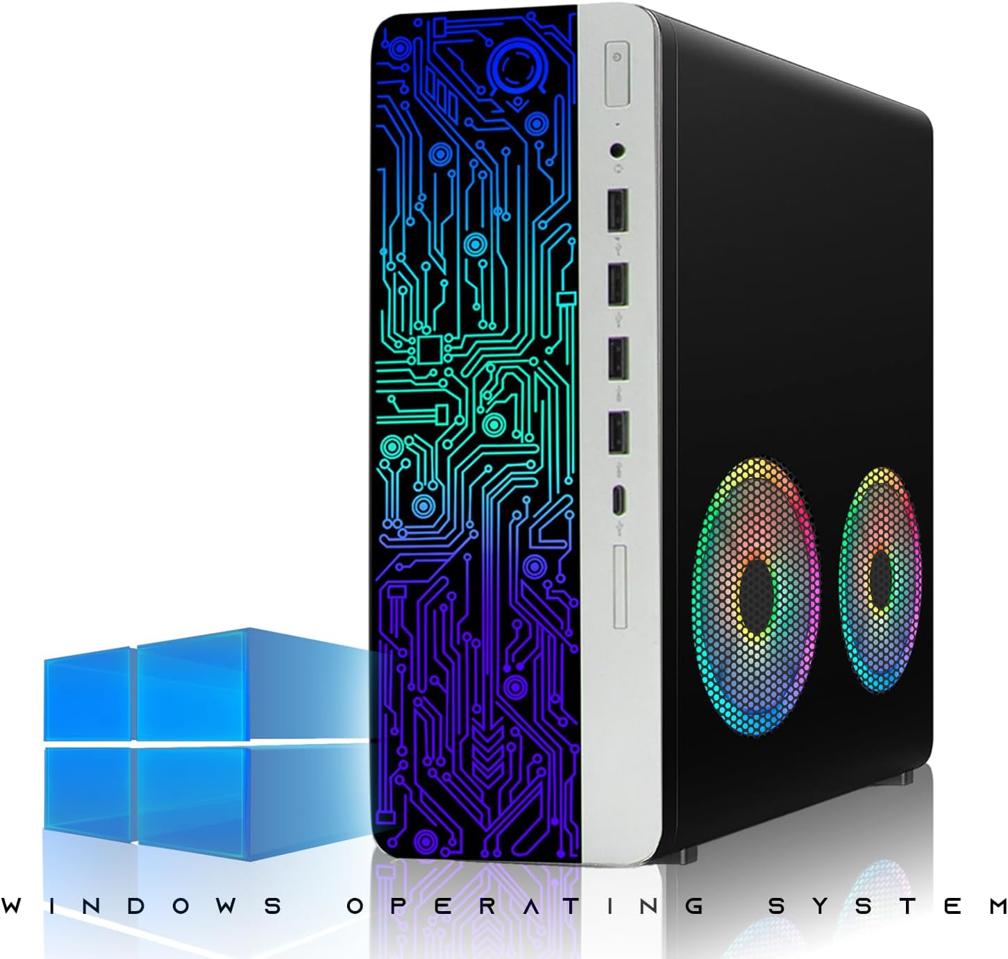 TechMagnet G3 Desktop RGB Computer PC with Intel i7-6th Gen, 16GB DDR4 Ram 512GB SSD, Dual 24-inch Curved Monitor, RGB Speaker, Gaming Keyboard Mouse, 2X ARGB Fan WiFi, Windows 11 Pro (Renewed)