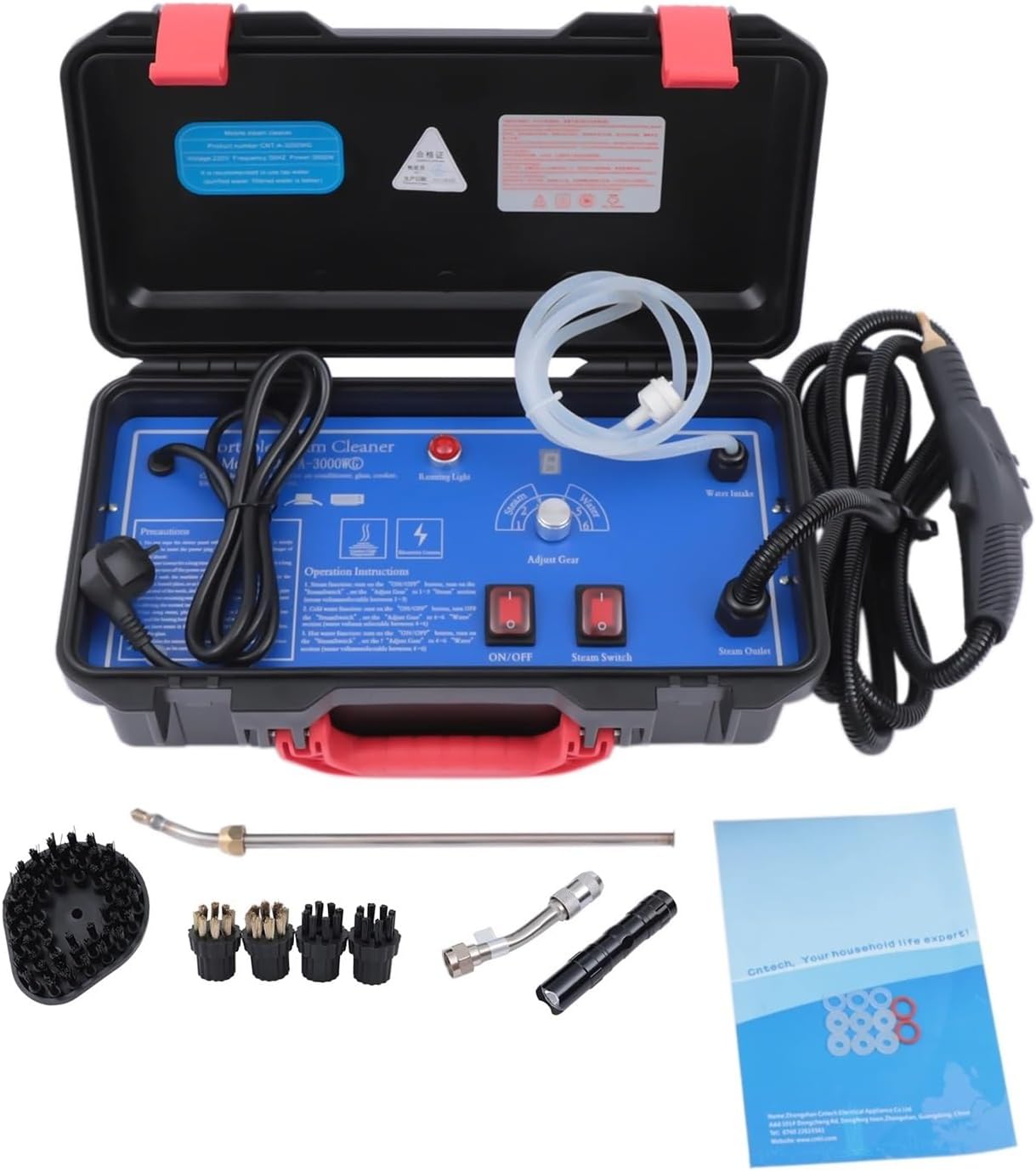 Portable High Pressure Steam Cleaner, 3000W Commercial Steam Cleaning System With Automatic Function For Multi-Surface Cleaning