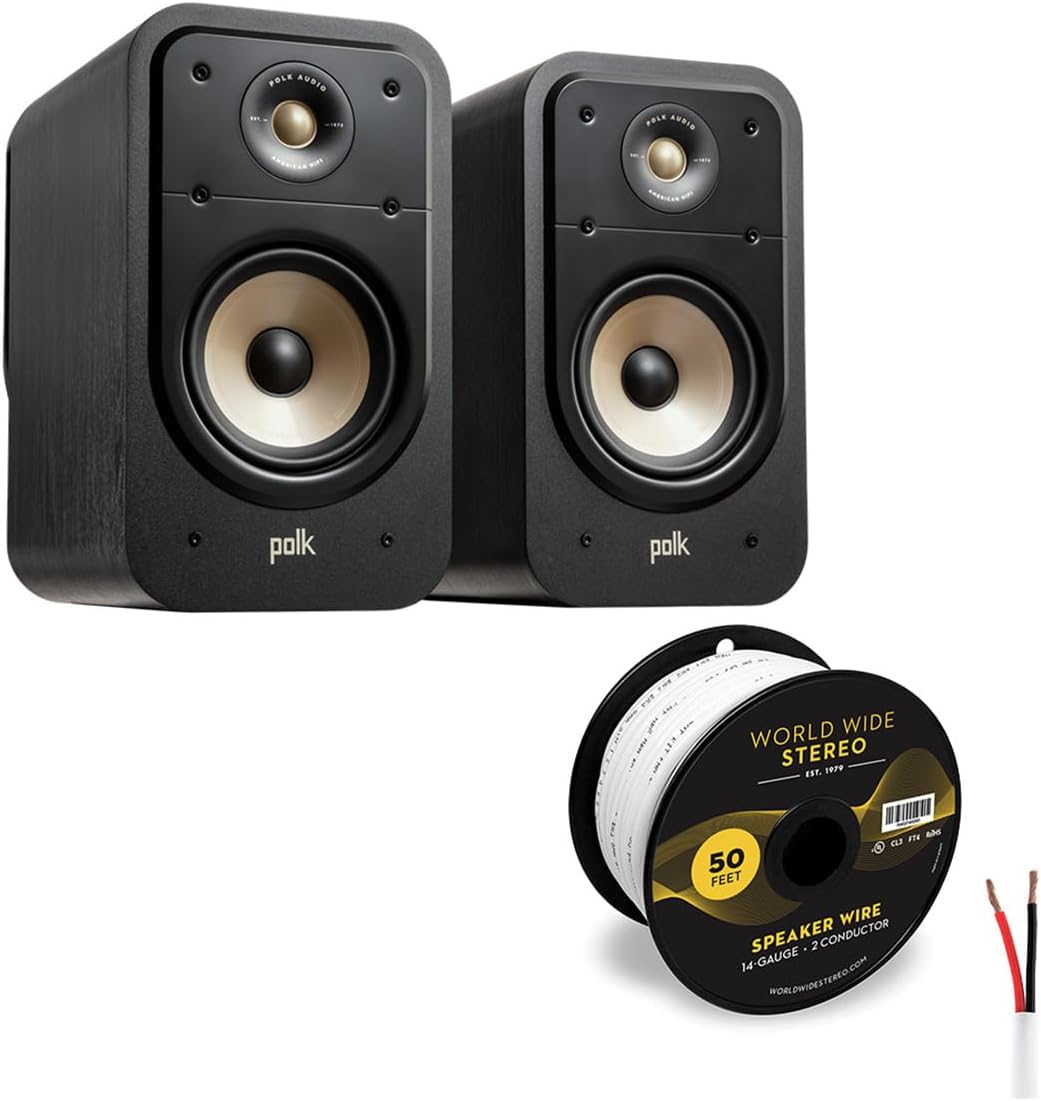 Polk Audio Signature Elite ES20 Bookshelf Speakers Cable Bundle (Black)