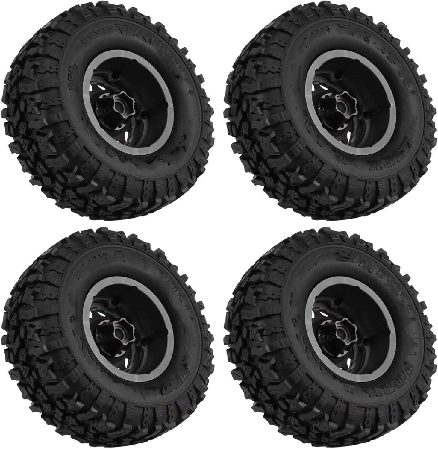 Compatible with Traxxas for TRX4 for TRX6 for Axial for SCX10 RR10 1/10 RC Crawler Car Parts 4PCS Metal 2.2 Beadlock Wheel Rim Tires Set RC Car Part Accessories