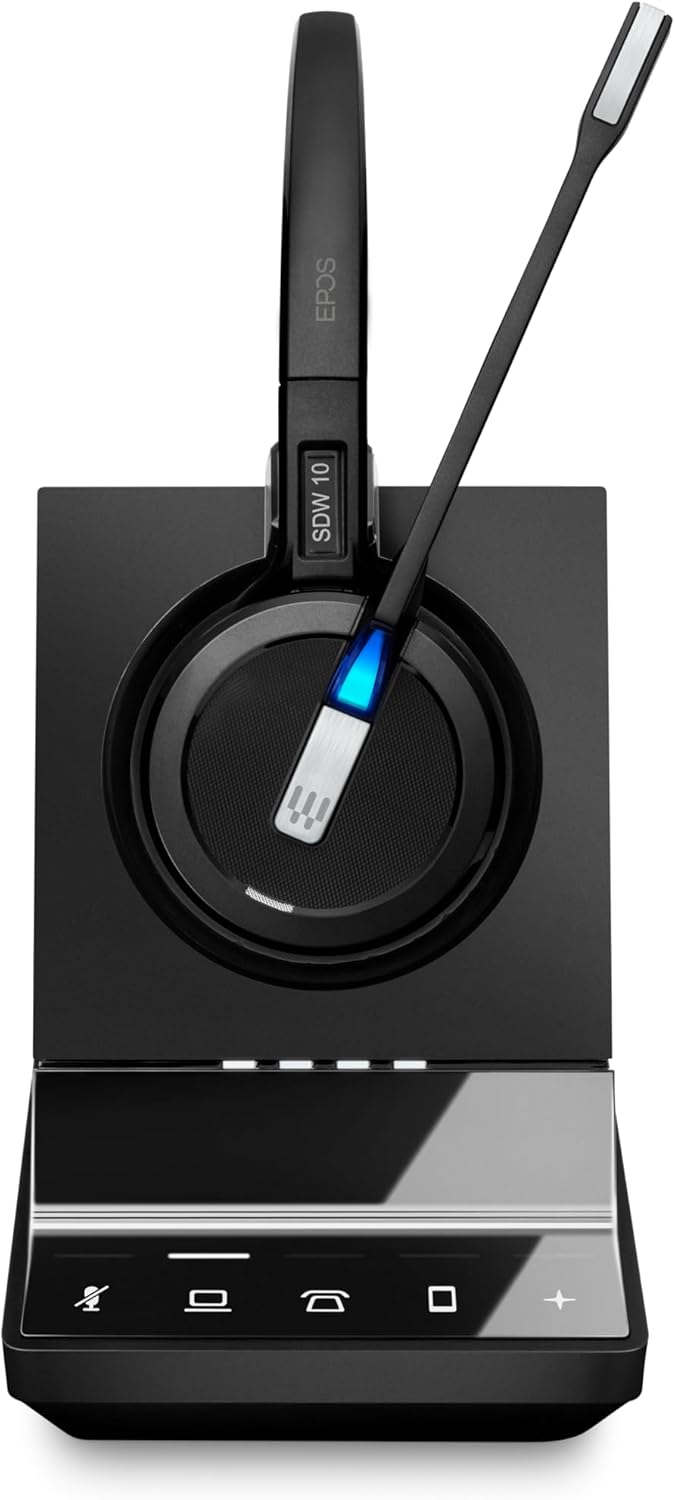 Sennheiser SDW 5015 (506592) Single-Sided Wireless DECT Super Wideband Headset for Desk Phone & Softphone/PC Connection Dual Microphone Ultra Noise-Canceling, Black