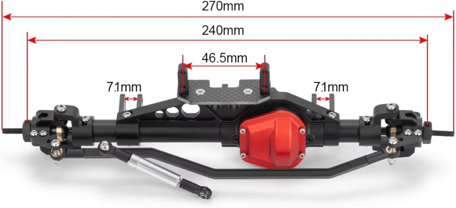 Compatible with Axial for Wraith 90018 90053 90048 RR10 1/10 RC Cars Parts Metal and Front and Middle Rear Axles Set RC Front and Rear Axle(1Set)