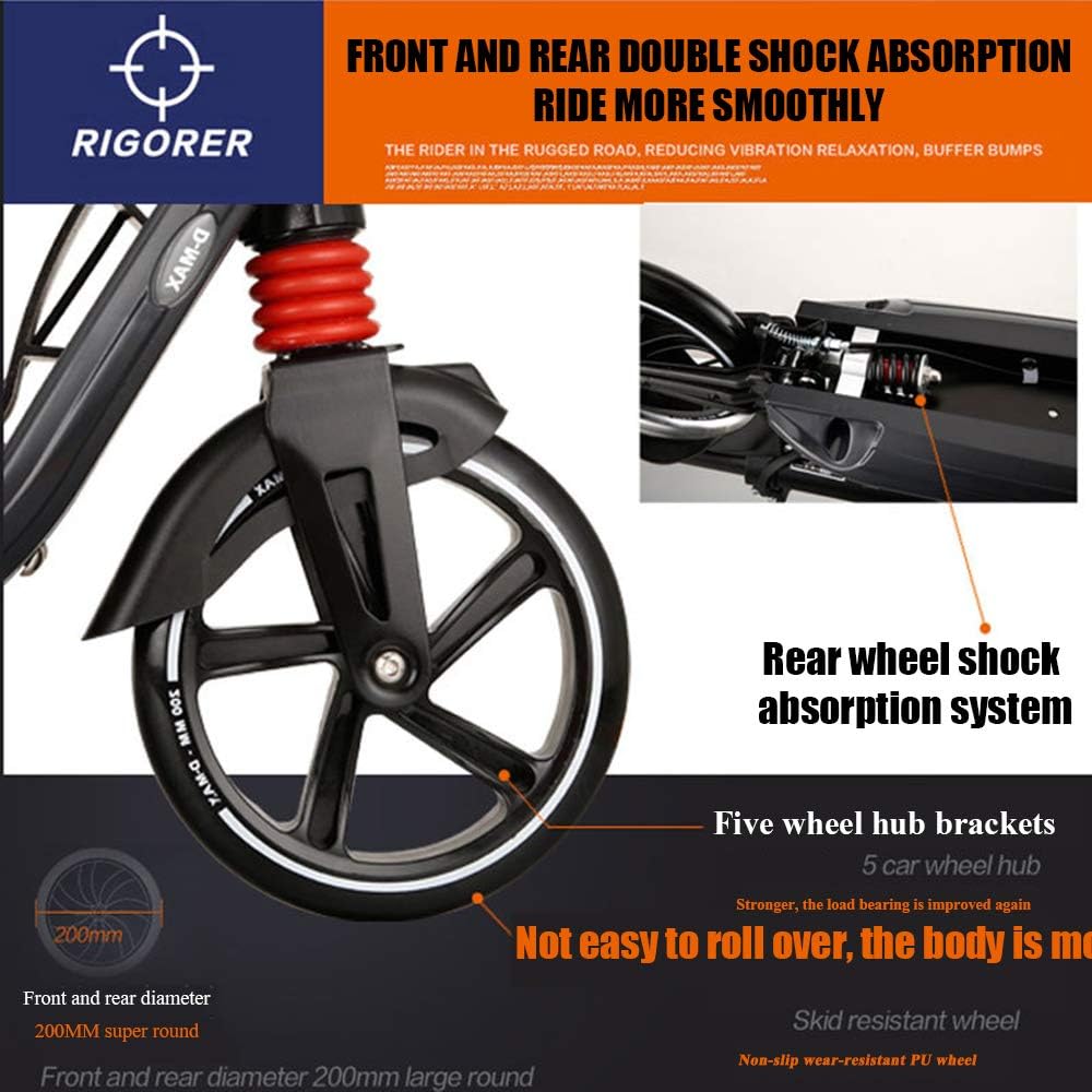 Street Scooter Kids Scooter Retro Kick Push Childs Stunt Scooter Handlebar Brake Tricks Kick Scooter Decent Entry Level Pro Scooter Aluminum Deck Stable for Adults, Kids