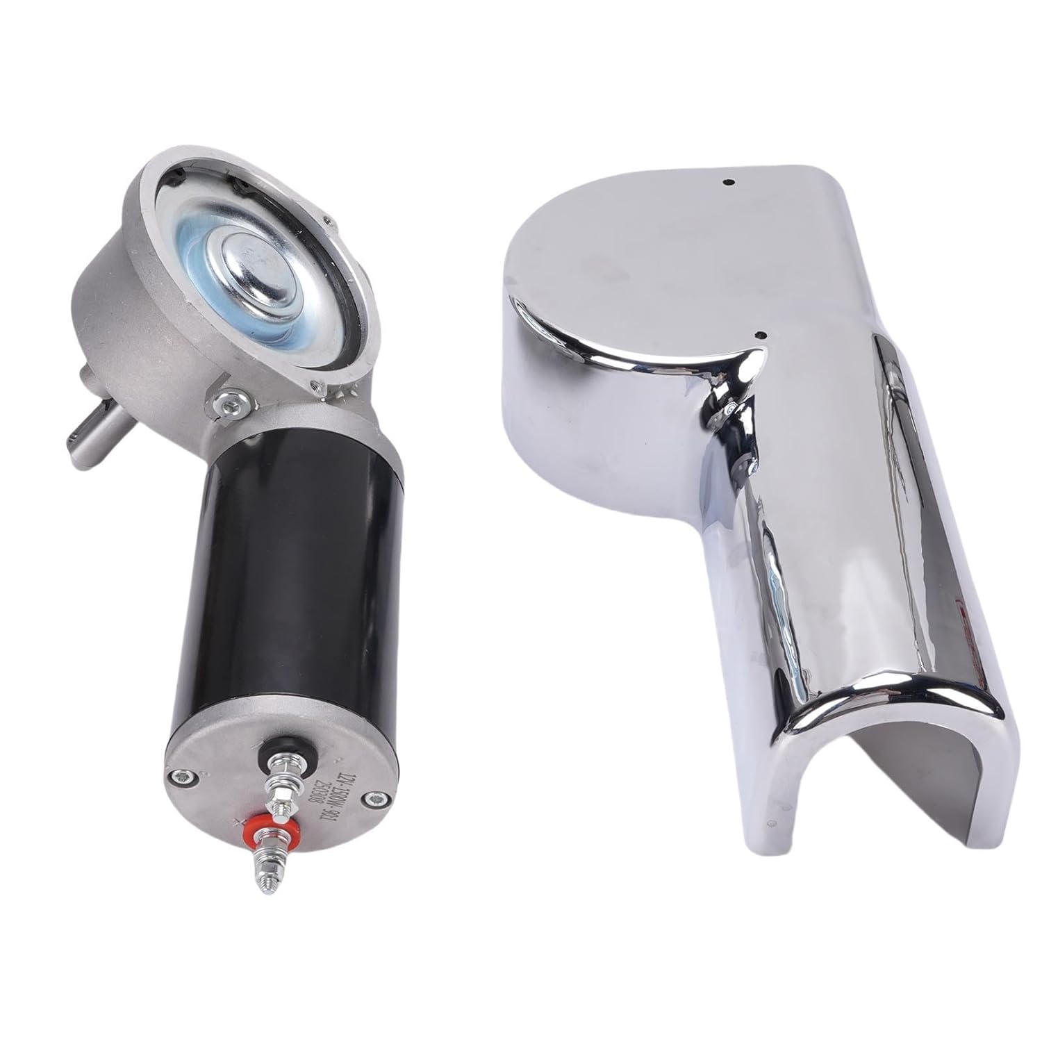 Acouto Electric Tarp Motor with Chrome Cover 90:1 12V DC 1500W 45RPM Dump Truck Electric Tarp Gear Motor Replacement for SUPERWINCH 719627