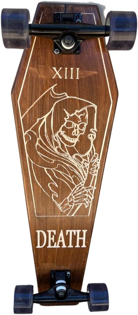 Coffin Death Tarot Brown Skateboard | Longboard | 30x9 | Coffin Croozer