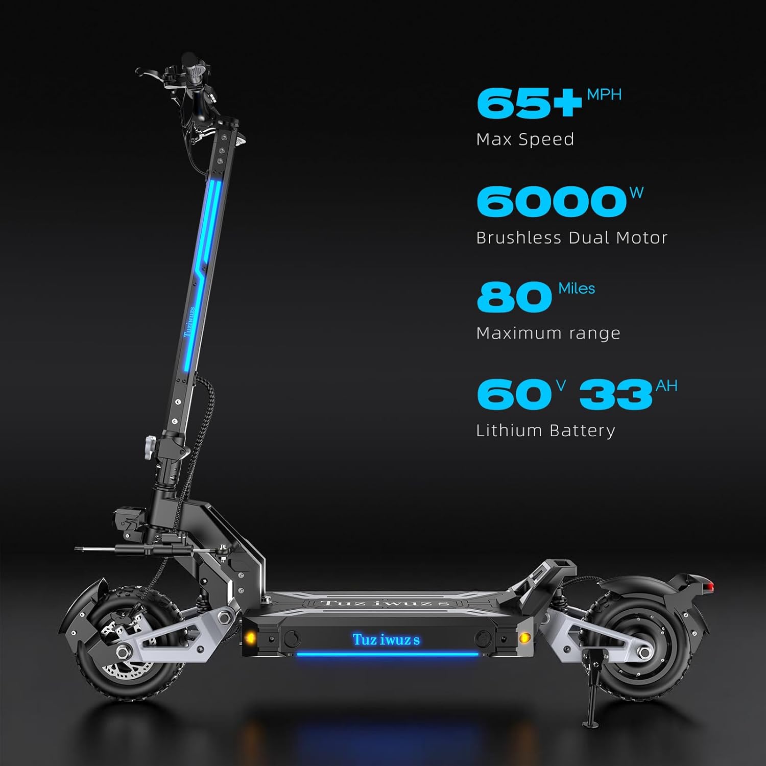 V3 Ultra Fast Electric Scooter for Adults, 6000W Dual Motor, 65+ MPH, 60V 33AH Long Range Up to 80 Miles, 11