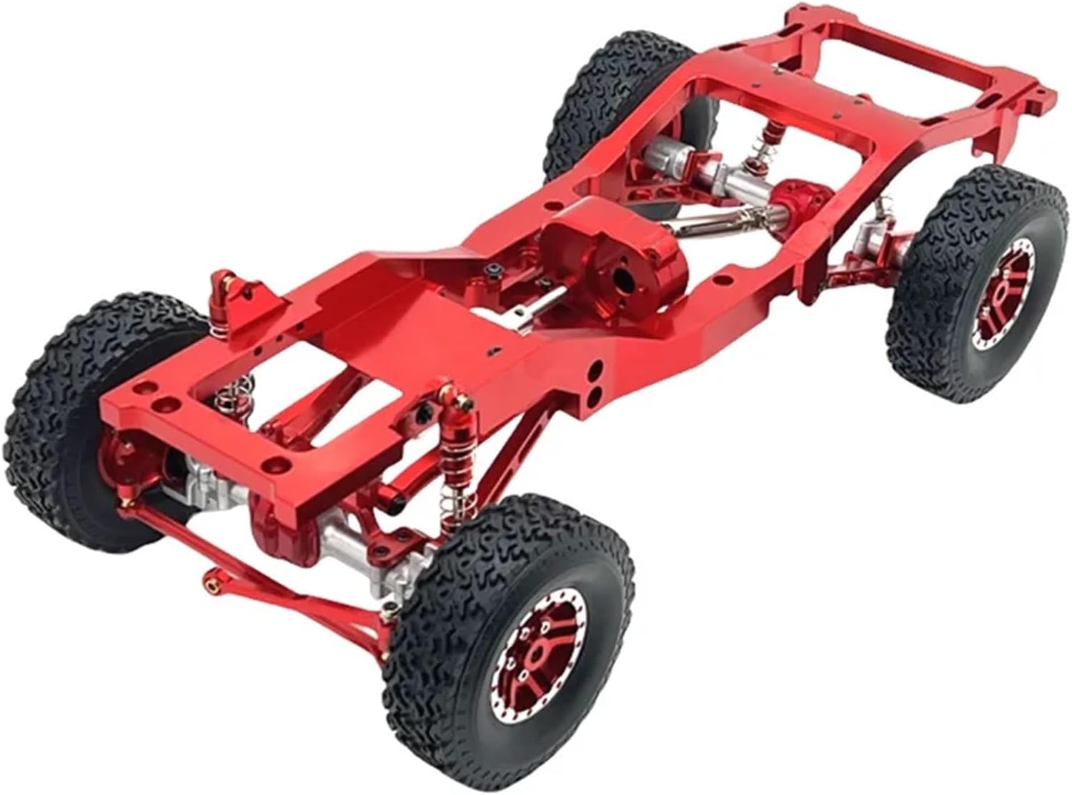 For MN82 1/12 Metal Front And Rear Axle Chassis Link Rod Shock Absorber Tire Set RC Car Upgrade Parts Accessories Models(Red)