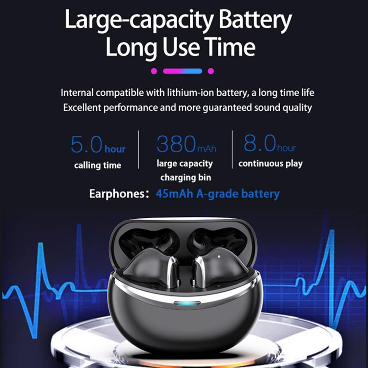 Wireless Earbuds Bluetooth 5.3 ENC Headset Low Latency Gaming Headset, TWS Stereo Wireless Headset Noise Canceling Gaming Earbuds with Microphone, IPX5 Water and Sweat Resistant, Black