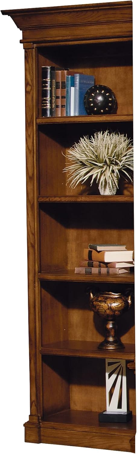 Hekman Furniture Urban Ash Burl Executive Left Bookcase – Premium Finish, Tall Wooden Bookshelf with Adjustable Shelves, Narrow Display Case, Ideal Office Furniture & Home Library Organizer