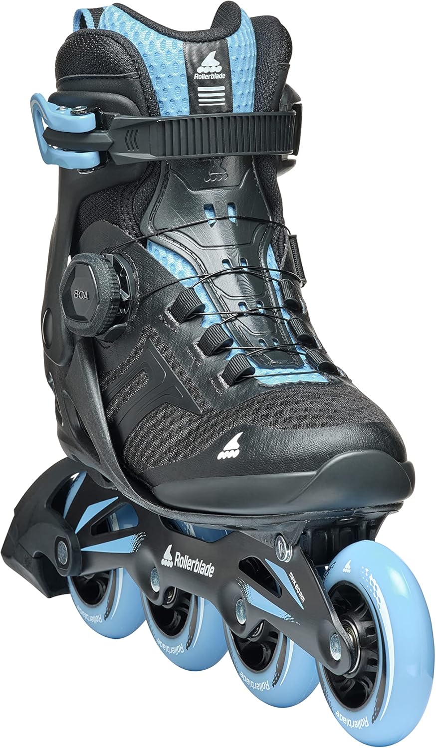Rollerblade Macroblade 84 BOA Women's, Adult Fitness Inline Skate, Black & Powder Blue, Performance Inline Skates