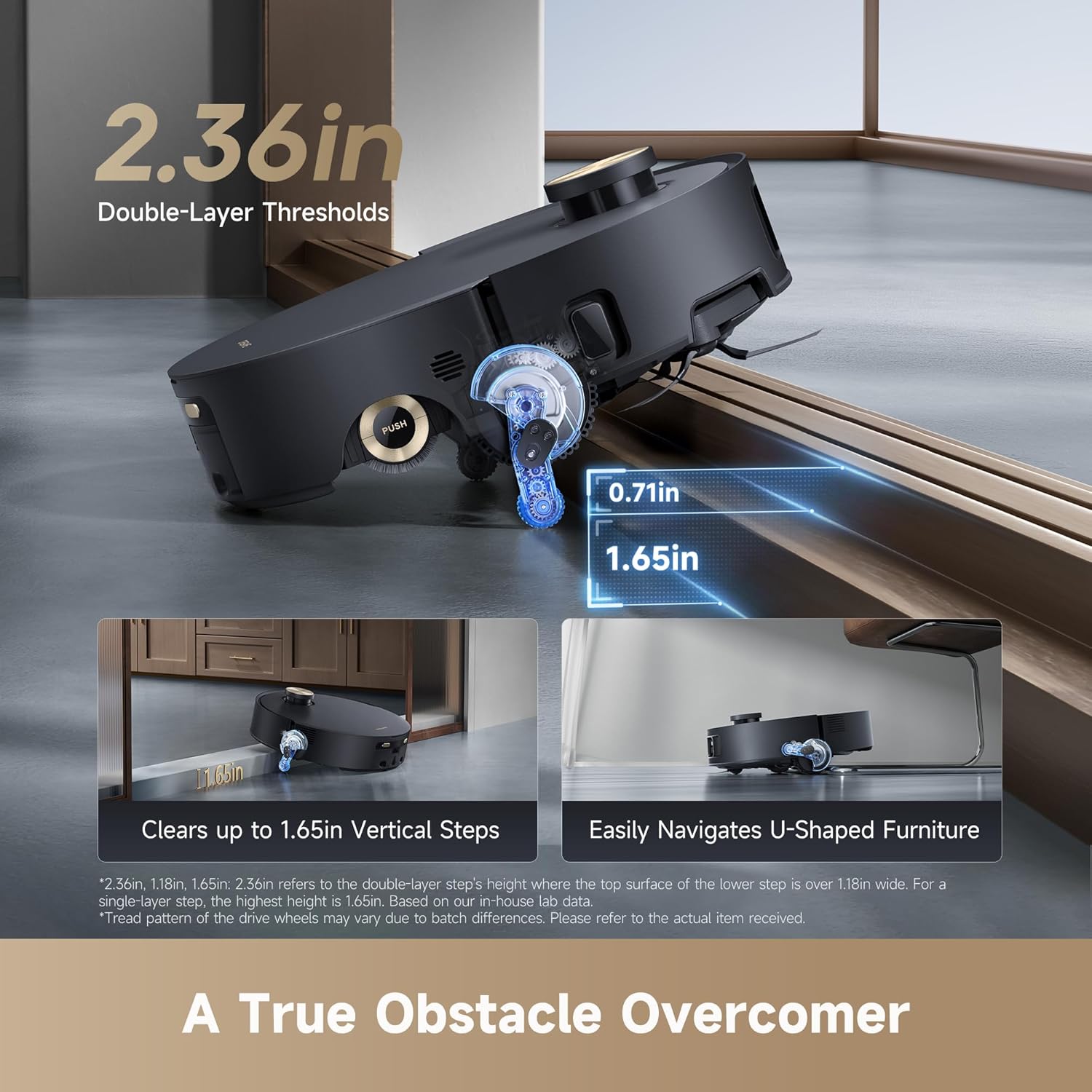 DREAME Aqua10 Roller Robot Vacuum, AquaRoll Mopping, 30,000Pa Suction, 100% Detangling, Carpet-Protecting Roller Guard, Clear 2.36in Obstacle, Self-Empty, Self-Cleaning, Roller Mop Extending