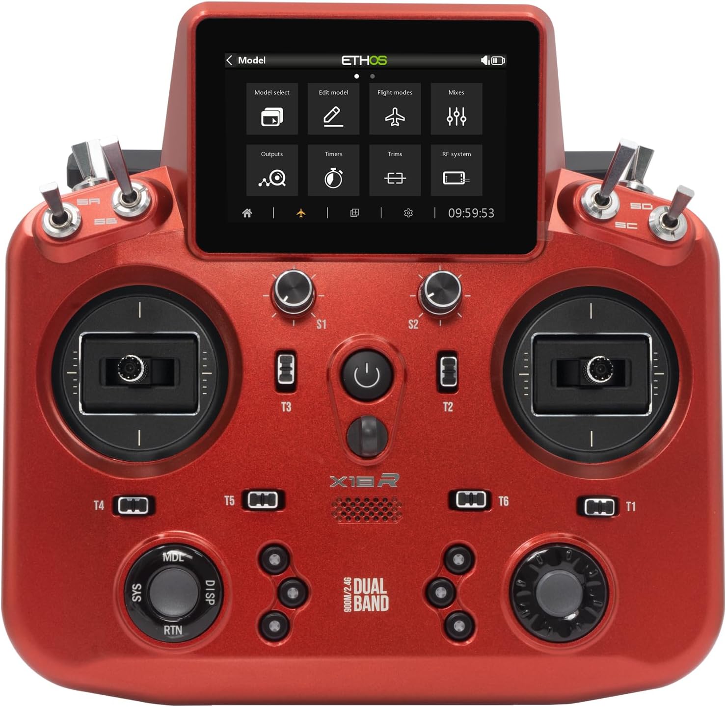 FrSky Tandem X18R Radio Controller, 24 Channels, 800x480 Touchscreen, Dual-Band RF Module (Ruby Red)