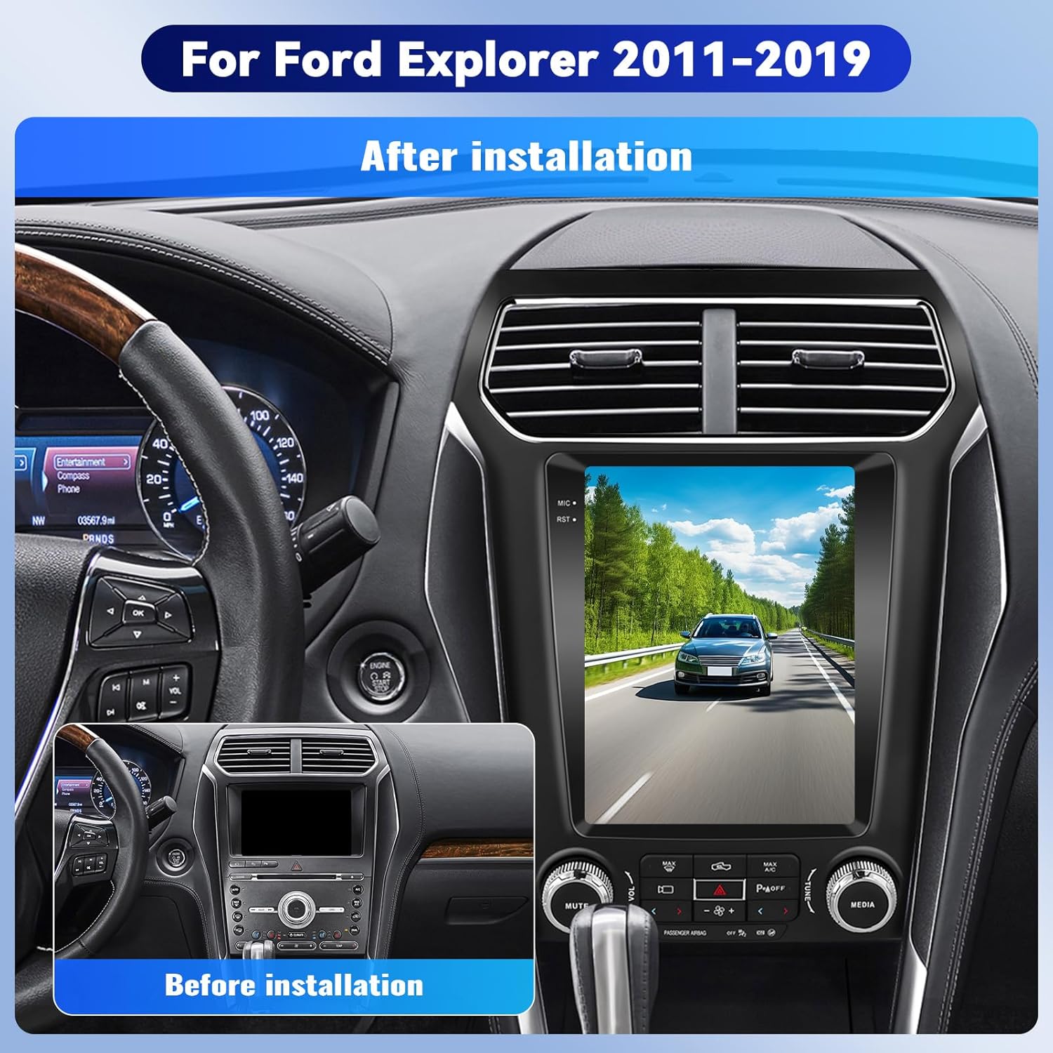 CAMECHO Android 15 2G+64G Car Radio for Ford Explorer Radio Upgrade 2011-2019