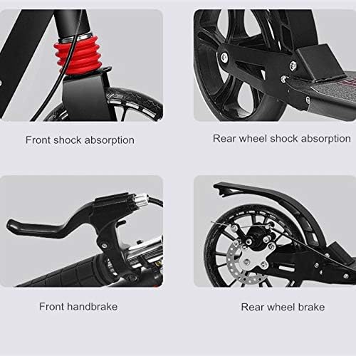 Two Wheels Folding Kick Scooter for Adults Kids Portable Foot Scooter Height Adjustable Aluminum Alloy Disc Brake PU Wheels (Color : B Size : Disc Brake White) (A Foot Brake White)