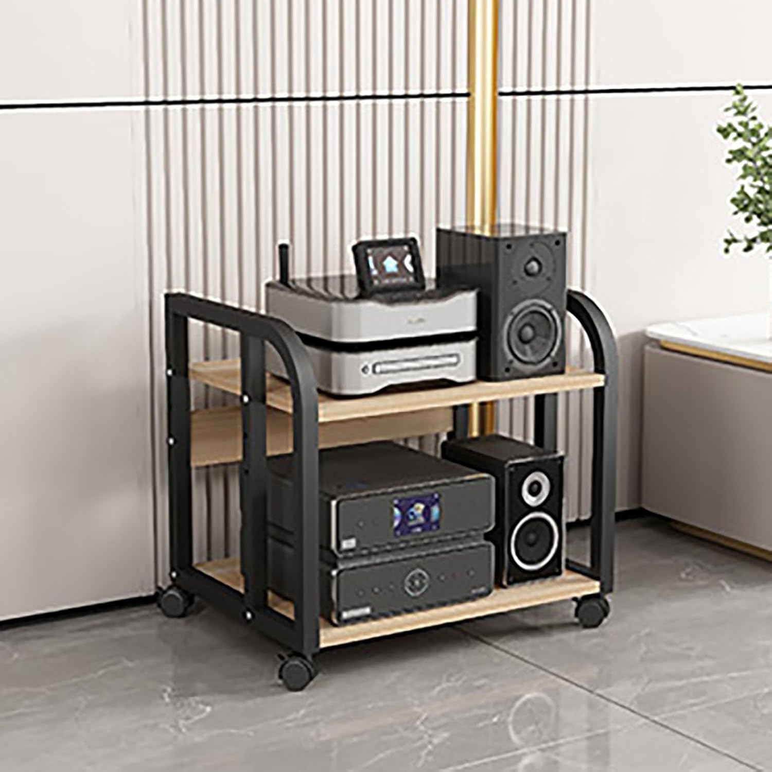 HOFSSI 3-5 Tier Media Stand Audio/Video Component Cabinet for Store Cable Boxes