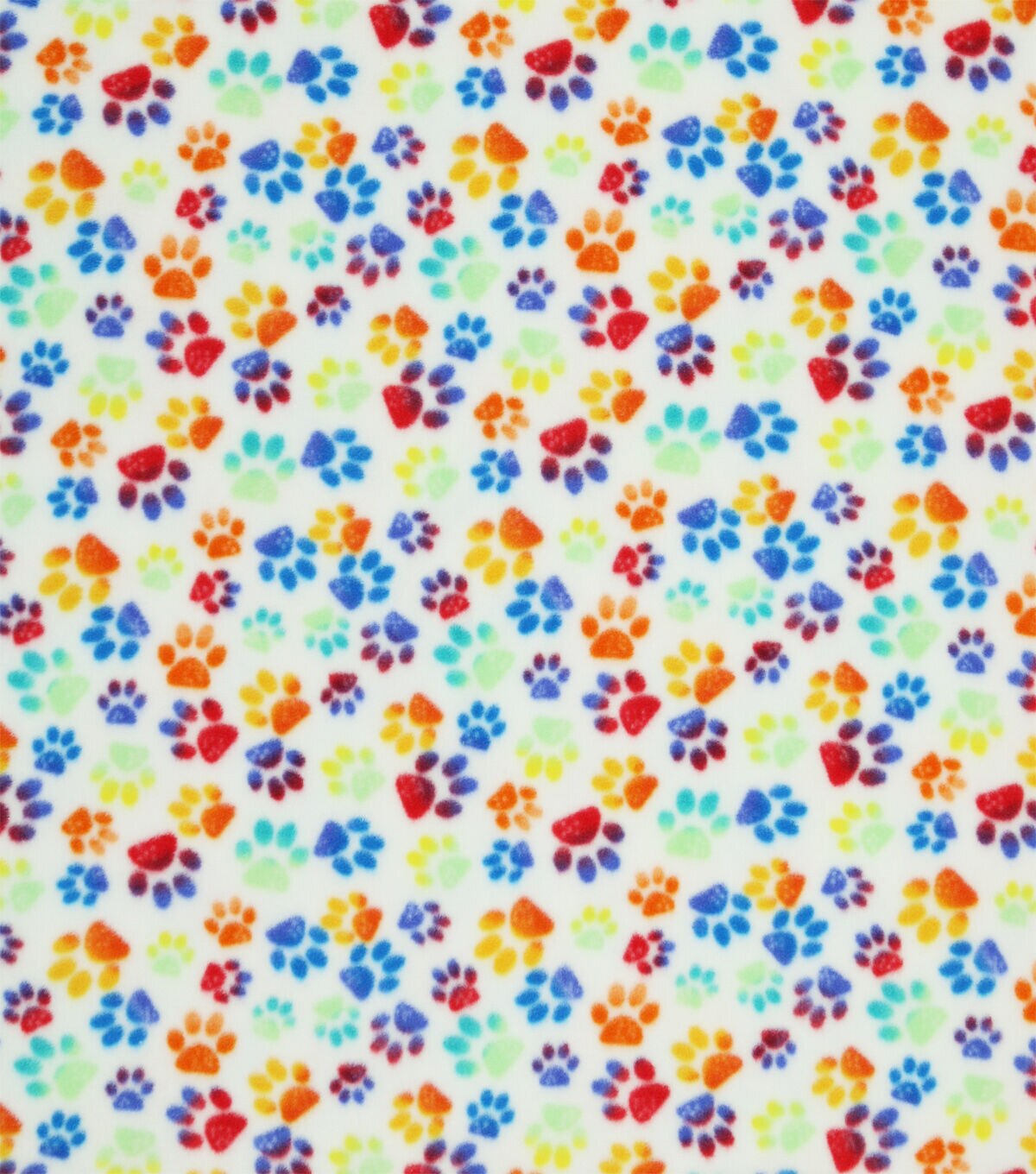 Rainbow Paws On White Anti Pill Plush Fleece Fabric