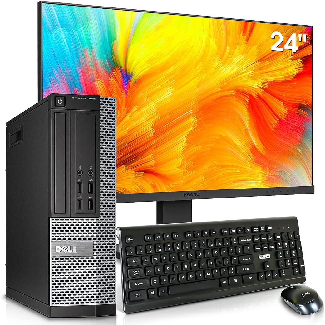Dell OptiPlex 7020 Desktop Computers PC with New 24 inch Koorui Monitor Bundle,i7-4790 16GB Ram 1TB M.2 NVMe SSD+128GB SSD,AC7260 Built-in WiFi Ready,Dual Monitor Support,Windows 11 Pro (Renewed)