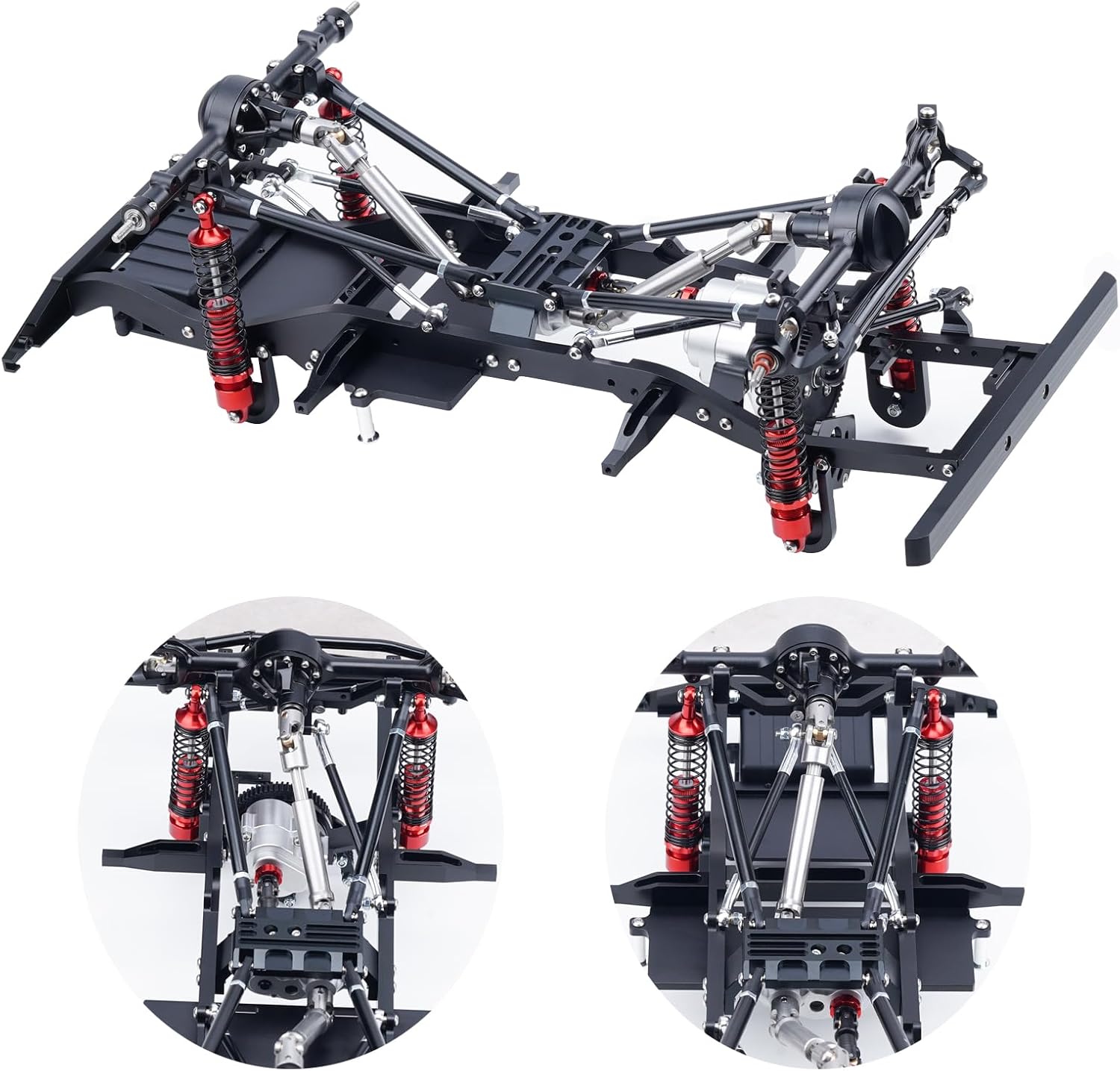 RC Crawler D90 Chassis Frame Builders Kit with Transmission and Gearbox Transfer Case for SCX10,TRX4,D90 DIY Upgrades