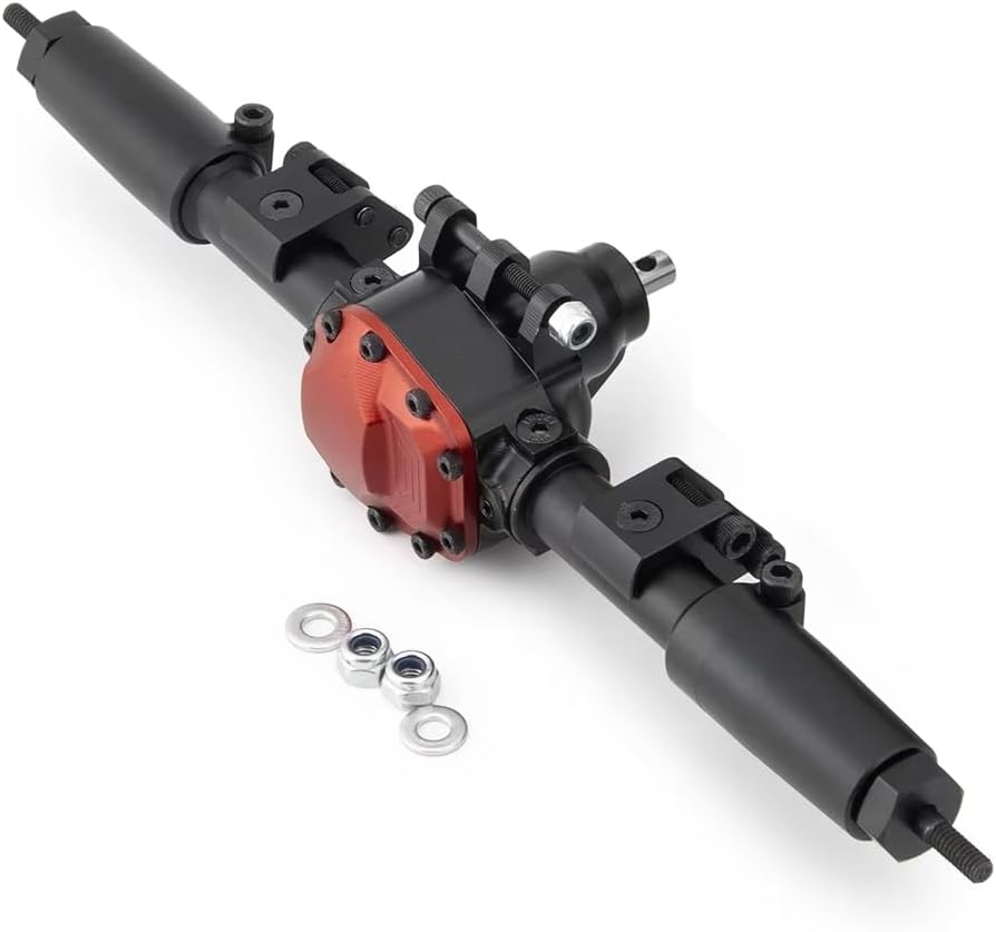 Compatible with Axial for SCX10 II 90046 1/10 RC Crawler Cars Upgrade Parts Front Rear Axle CNC Metal Straight Complete Axle RC Car Part Accessories(Front and Rear)