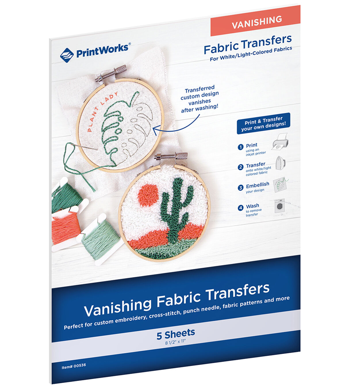 PrintWorks 8.5 x 11 Vanishing Fabric Transfer Sheets 5ct